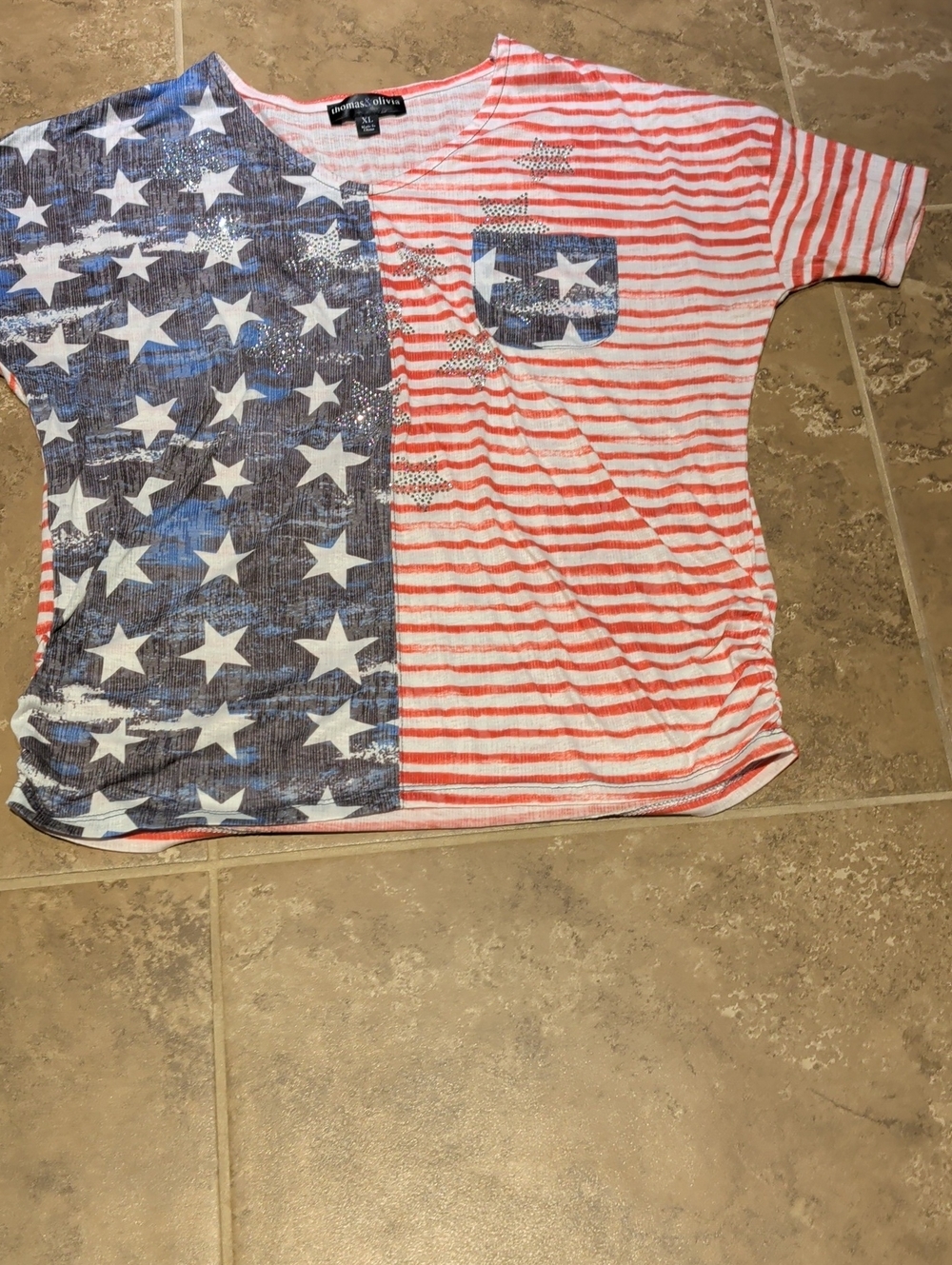 Women's Patriotic Star & Stripe Tee - Red, White & Blue